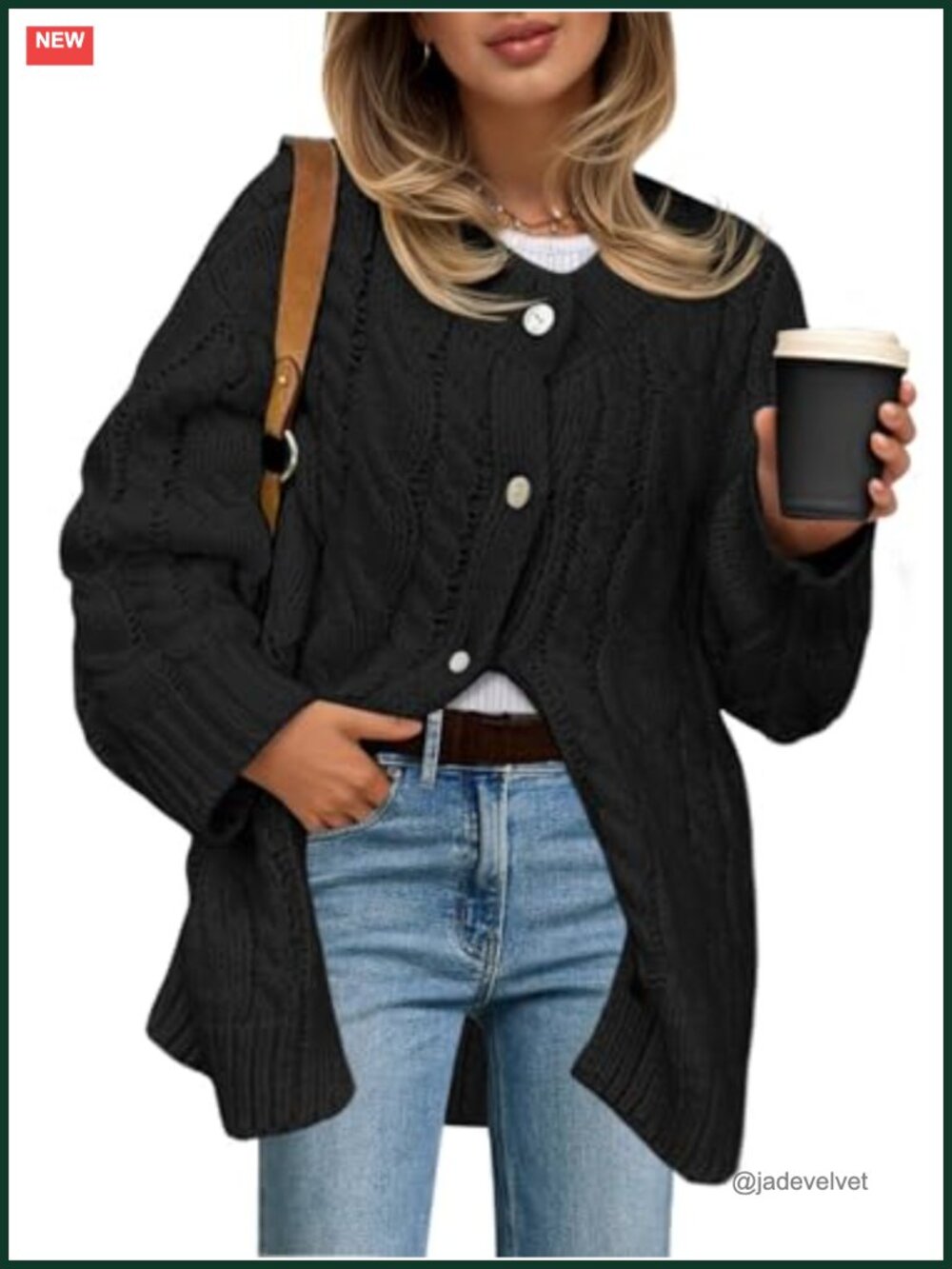 Chunky Cable Knit Cardigan Button Up Long Sleeve Sweater